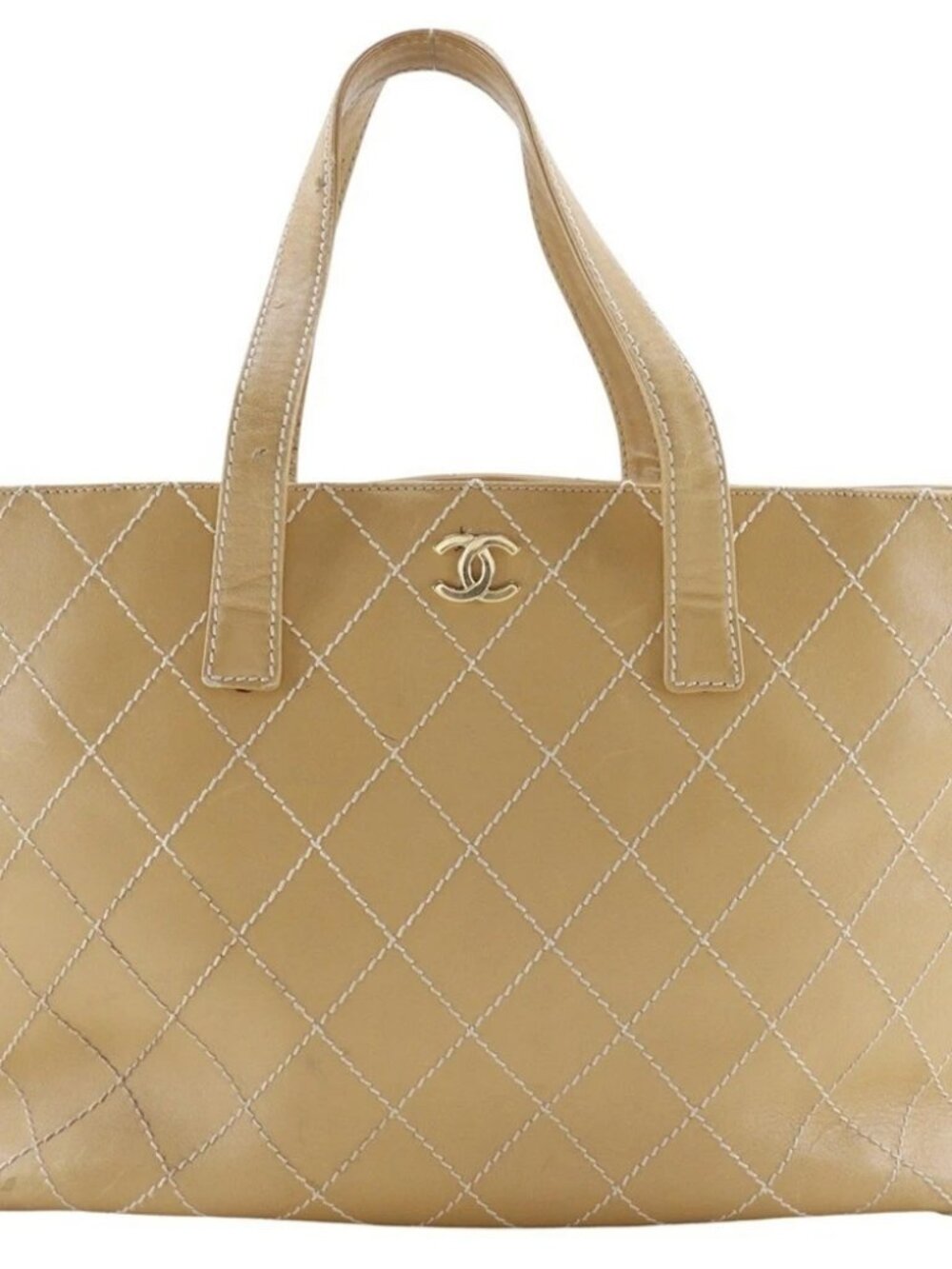 CHANEL Wild stitch Tote Bag beige Calfskin Women